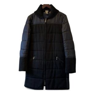 Blue les copains fabric and nylon car coat size medium.
